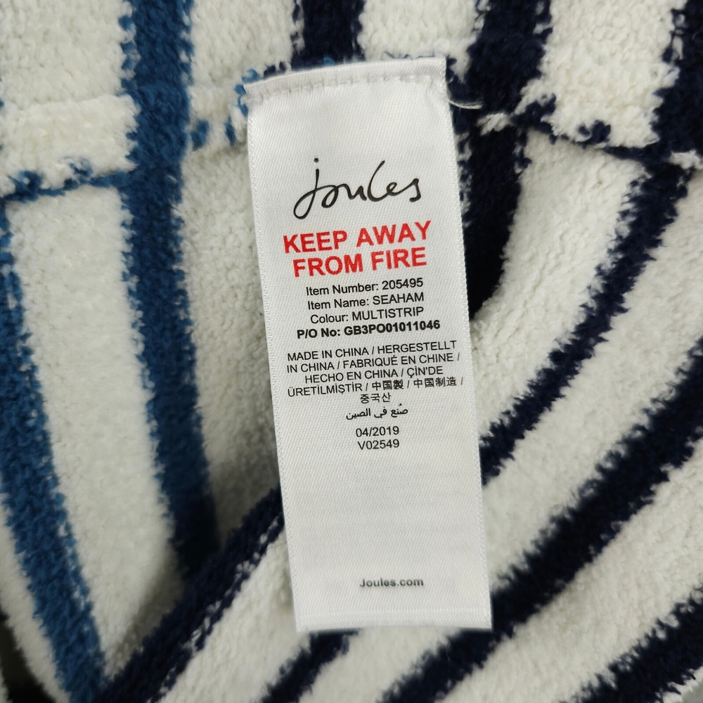 Joules Sweater Womens 12 White Pink Blue Striped Seaham Chenille Fleece Jumper - Picture 6 of 14